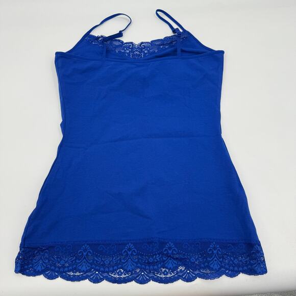 EXPRESS Lace Trim Bra Cami Tank Top Size M Blue Stretch Romantic Preppy Y2K - Picture 2 of 6